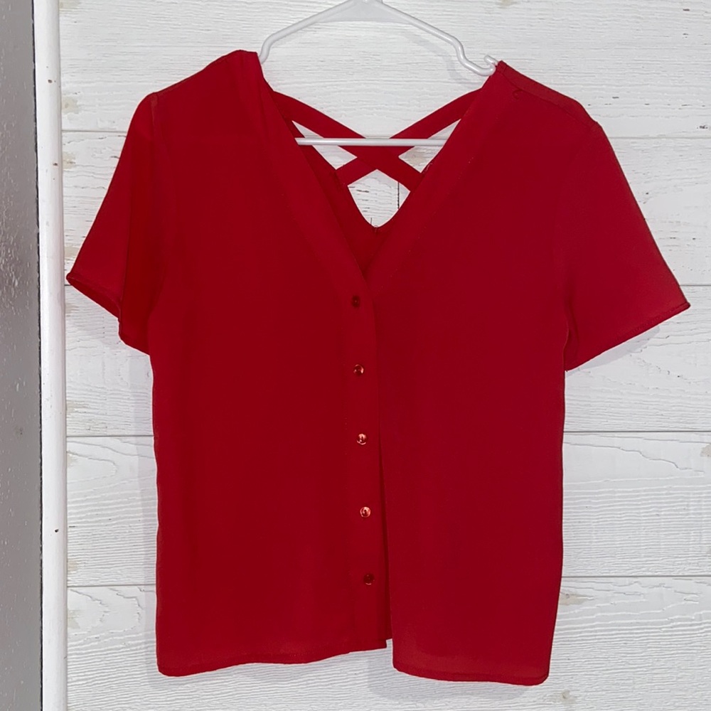 Red Button-Up Top